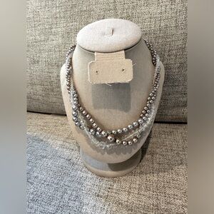 RMN 3 strand aurora borealis faux pearls & crystal bead necklace